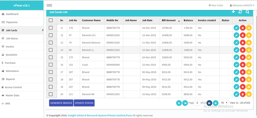 Job Card Features